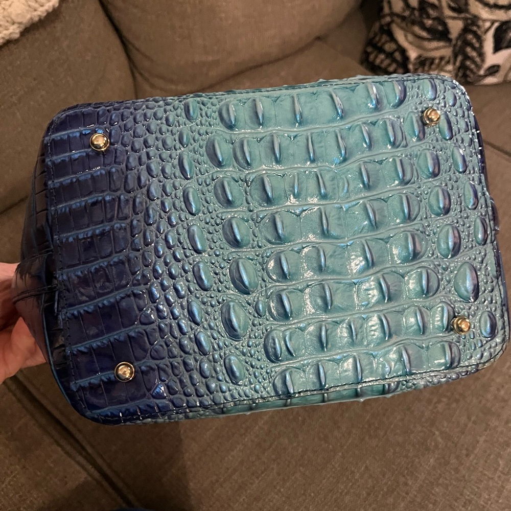 Elegant Brahmin Blue Crocodile-Embossed Women Bag - Picture 11 of 12